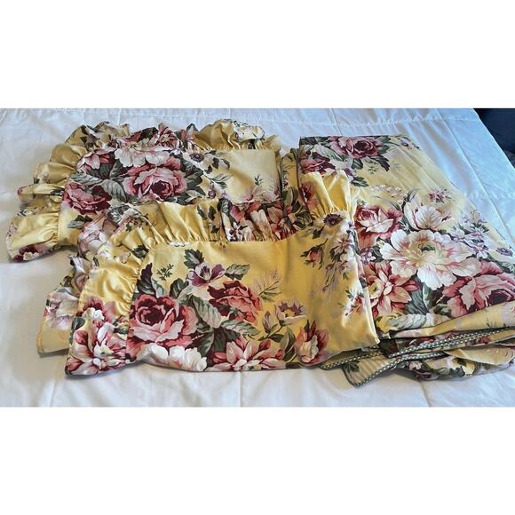 Vintage Ralph Lauren SOPHIE BROOKE King Duvet Yellow Floral/ Striped & 2 Shams - Picture 3 of 16